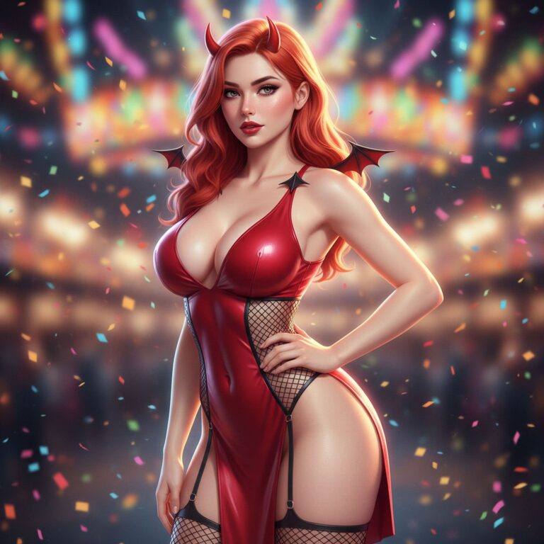 Piekielny flirt – karnawałowa sukienka diabelska w odcieniach ognia