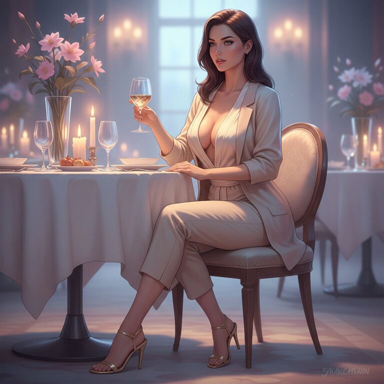 Luksusowy wieczór przy stole – elegancja kaszmirowej marynarki z culottes