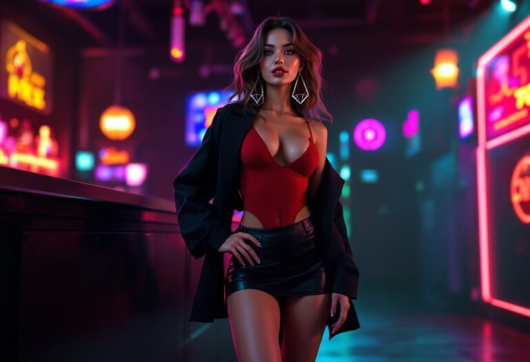 Seksowna stylizacja z oversize marynarką – body i mini spódniczka na imprezę