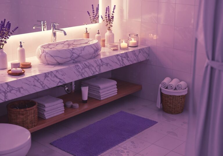 Lawendowy dywan w łazience – relaks i harmonia w codziennej rutynie