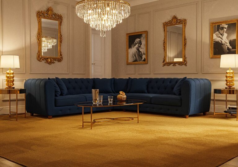 Złote dywany jednokolorowe – iskra elegancji w glamour salonie
