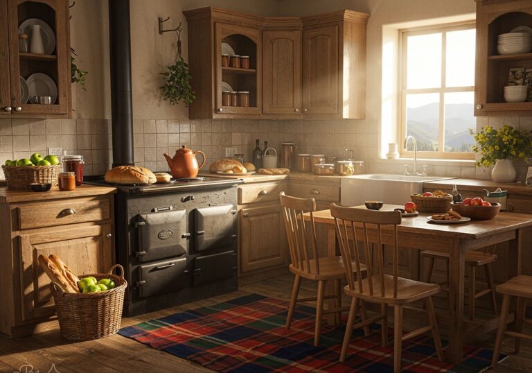 Szkockie ciepło w kuchni – aranżacja pełna tradycji i komfortu