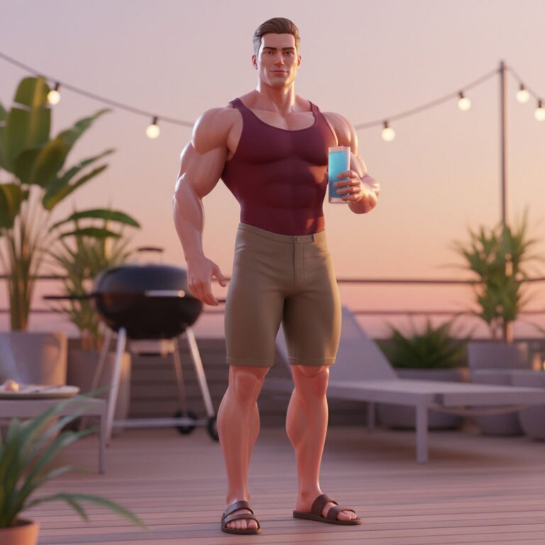 Czerwony tank top z szortami slim – idealny strój na letnią imprezę na tarasie