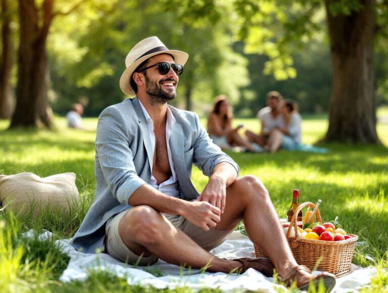 Elegancki look na letni piknik – jak nosić jasnoszarą marynarkę z lnu